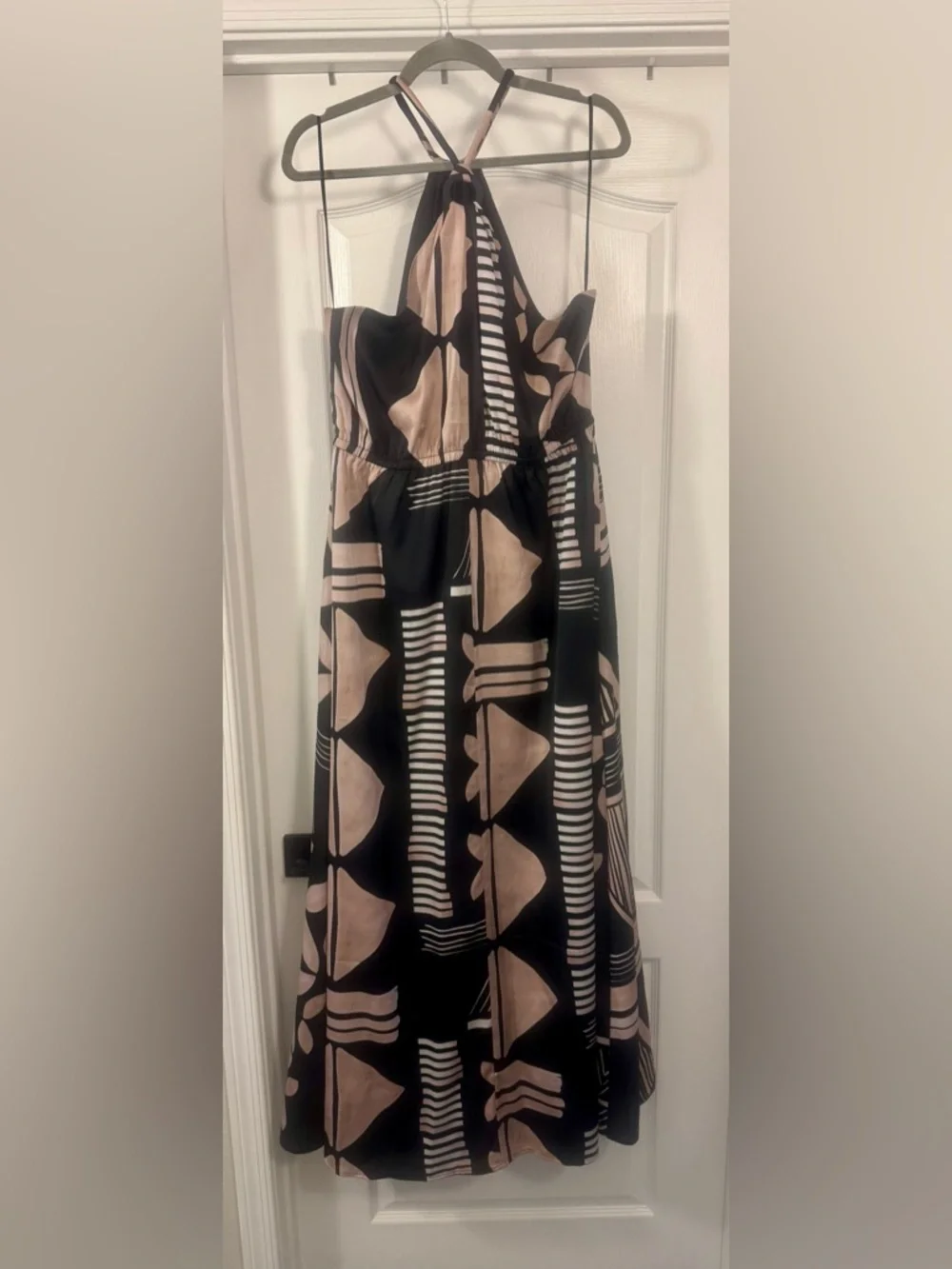 Express Black and Blush Halter Maxi Dress - Picture 4 of 16